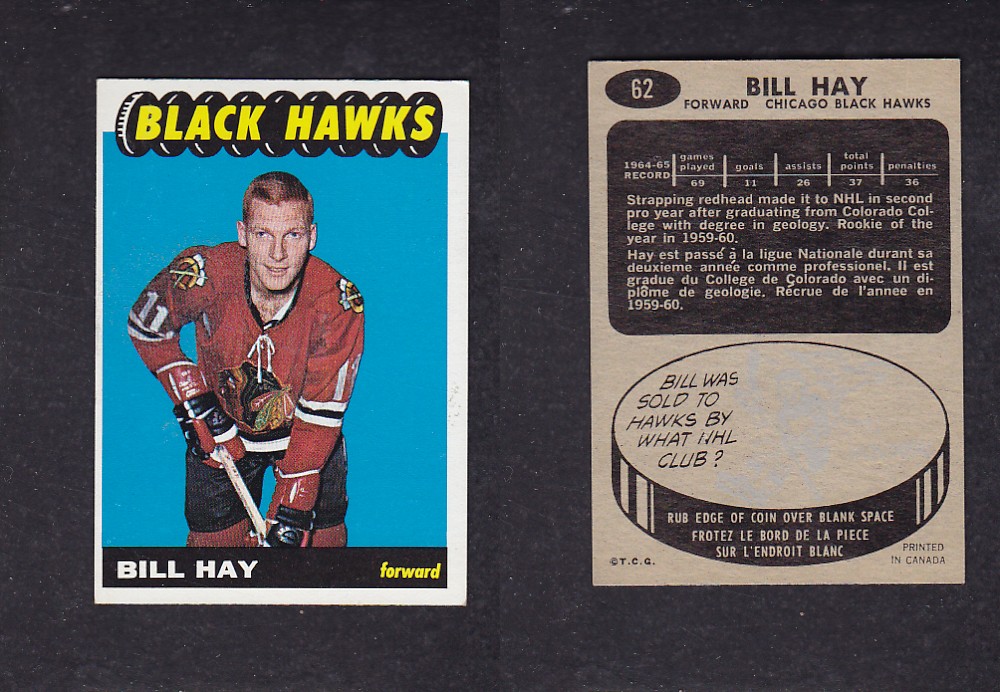 1965-66 TOPPS HOCKEY CARD #62 B. HAY photo