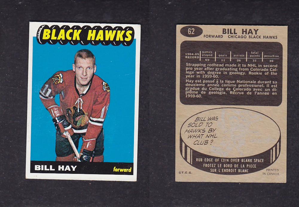 1965-66 TOPPS HOCKEY CARD #62 B. HAY photo