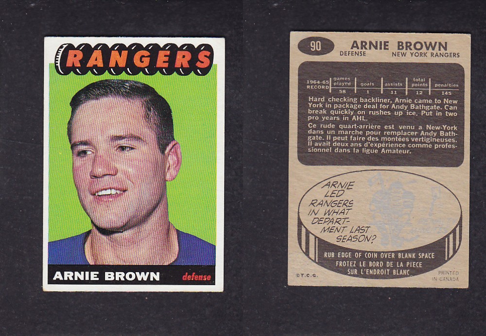 1965-66 TOPPS HOCKEY CARD #90 A. BROWN photo