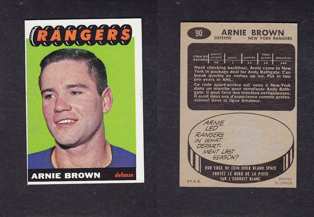 1965-66 TOPPS HOCKEY CARD #90 A. BROWN photo