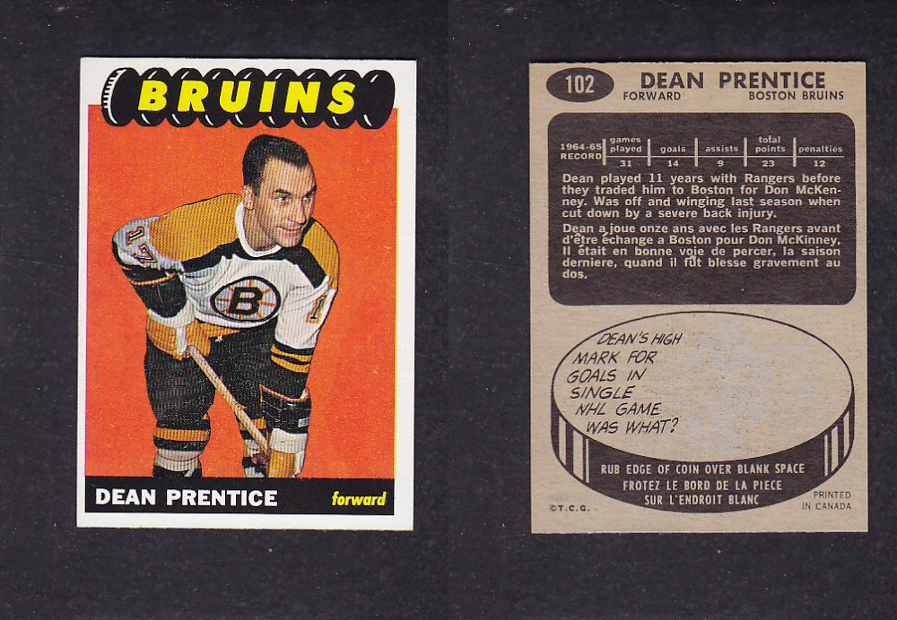 1965-66 TOPPS HOCKEY CARD #102 D. PRENTICE photo