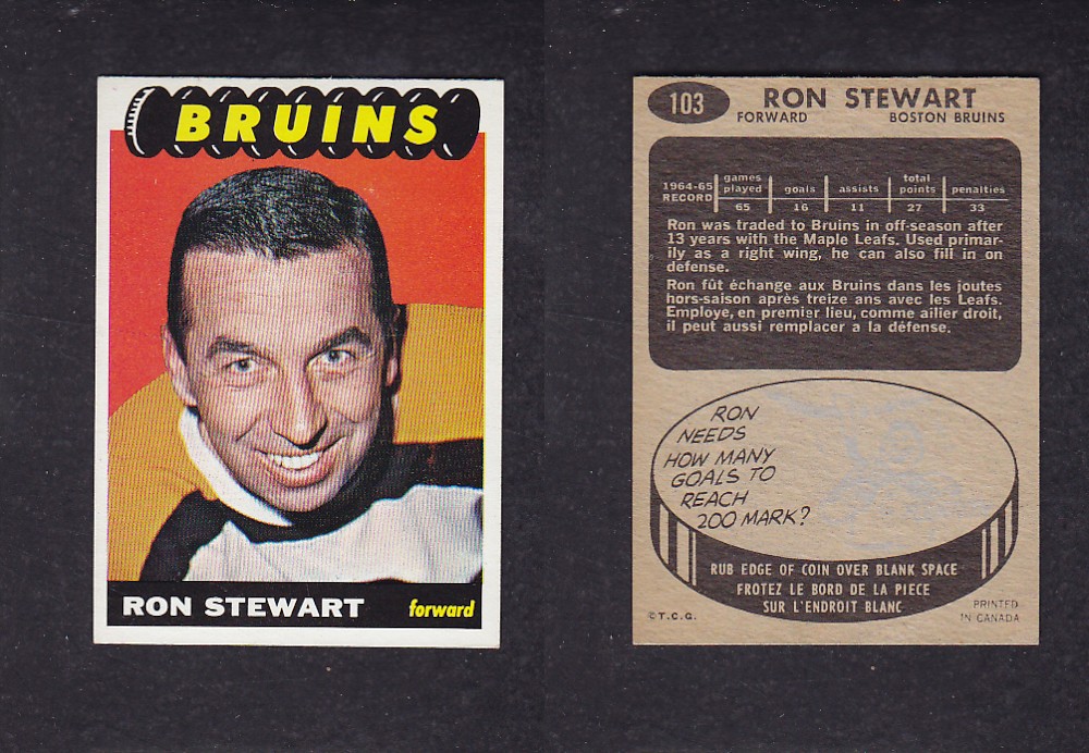 1965-66 TOPPS HOCKEY CARD #103 R. STEWART photo