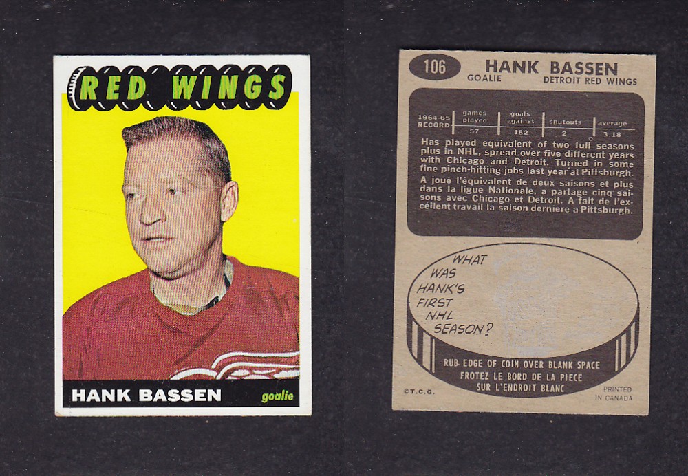 1965-66 TOPPS HOCKEY CARD #106 H. BASSEN photo