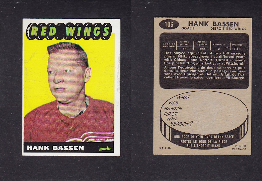 1965-66 TOPPS HOCKEY CARD #106 H. BASSEN photo