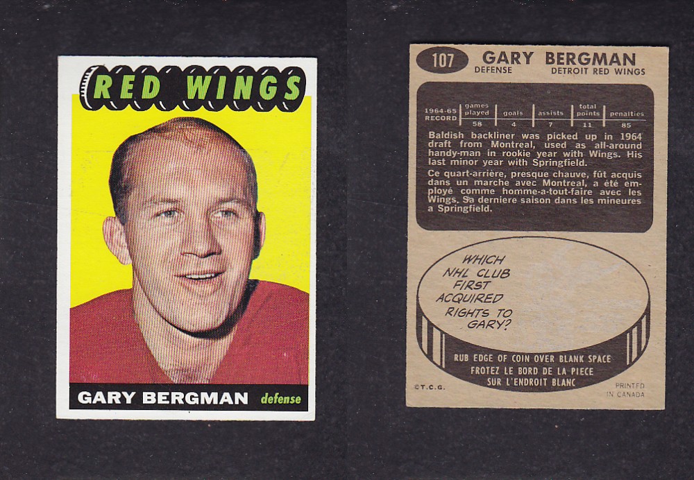 1965-66 TOPPS HOCKEY CARD #107 G. BERGMAN photo