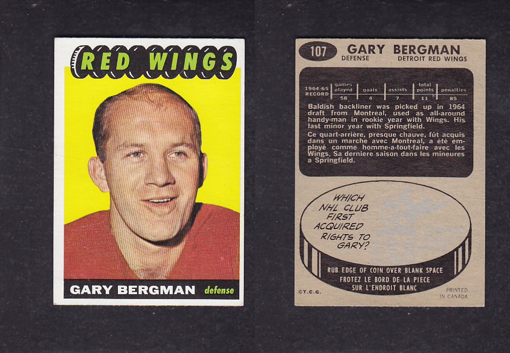 1965-66 TOPPS HOCKEY CARD #107 G. BERGMAN photo