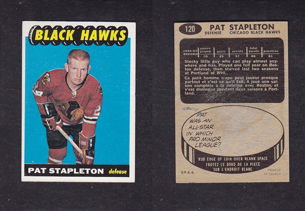 1965-66 TOPPS HOCKEY CARD #120 P. STAPLETON photo