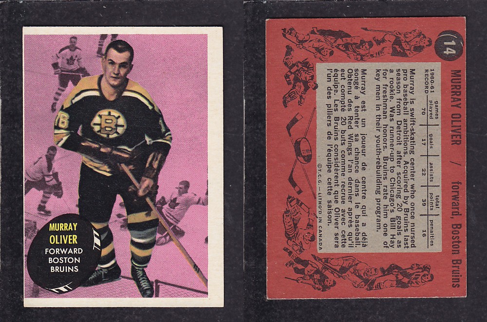 1961-62 TOPPS HOCKEY CARD #14 M. OLIVER photo