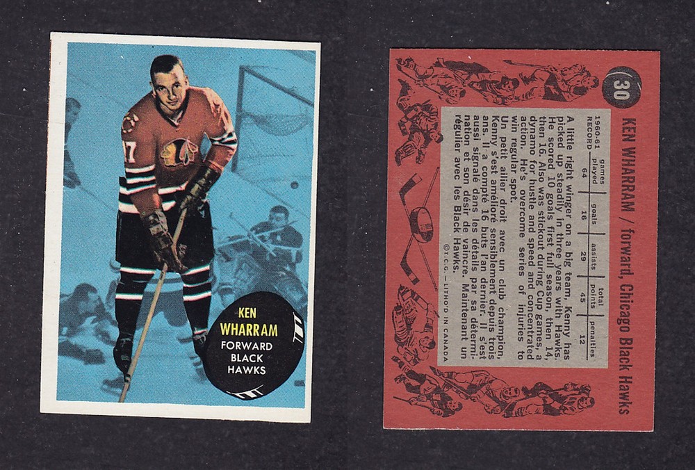 1961-62 TOPPS HOCKEY CARD #30 K. WHARRAM photo