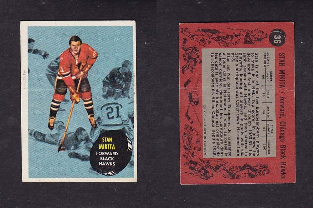 1961-62 TOPPS HOCKEY CARD #36 S. MIKITA photo