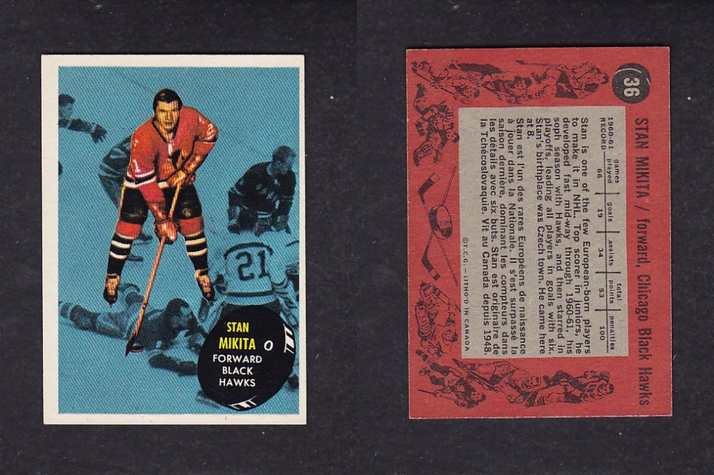 1961-62 TOPPS HOCKEY CARD #36 S. MIKITA photo