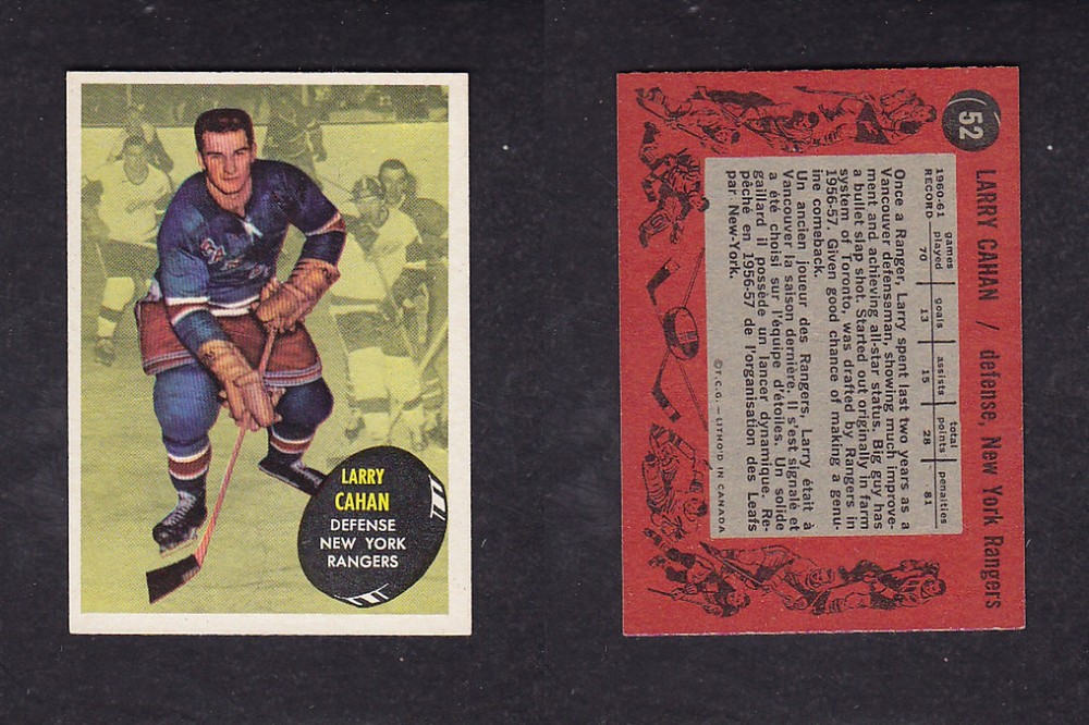 1961-62 TOPPS HOCKEY CARD #52 L. CAHAN photo