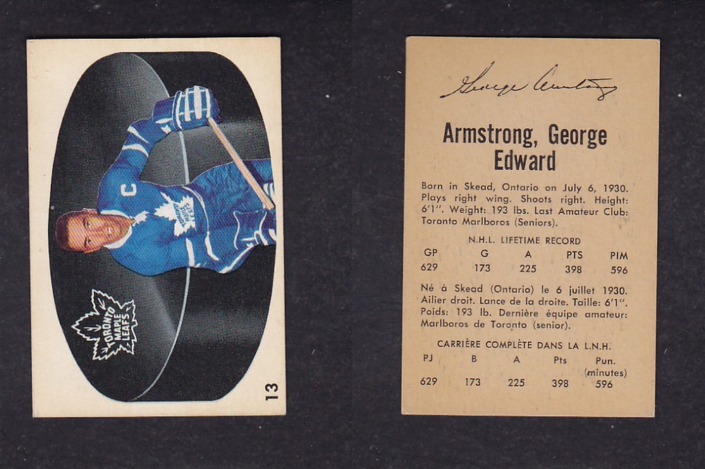 1962-63 PARKHURST HOCKEY CARD #13 G. ARMSTRONG photo