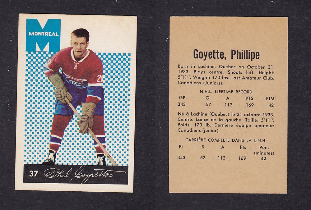 1962-63 PARKHURST HOCKEY CARD #37 P. GOYETTE photo