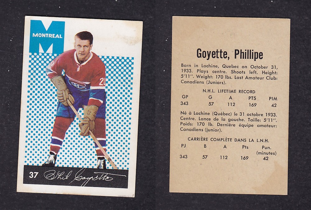 1962-63 PARKHURST HOCKEY CARD #37 P. GOYETTE photo