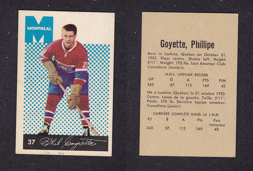 1962-63 PARKHURST HOCKEY CARD #37 P. GOYETTE photo