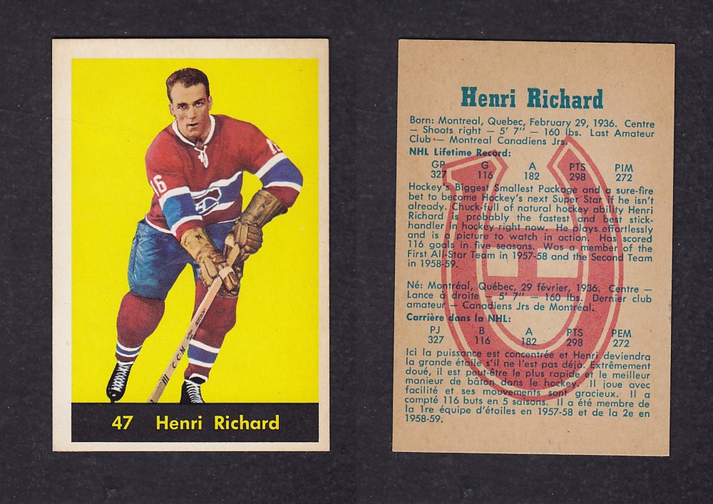 1960-61 PARKHURST HOCKEY CARD #47 H. RICHARD photo