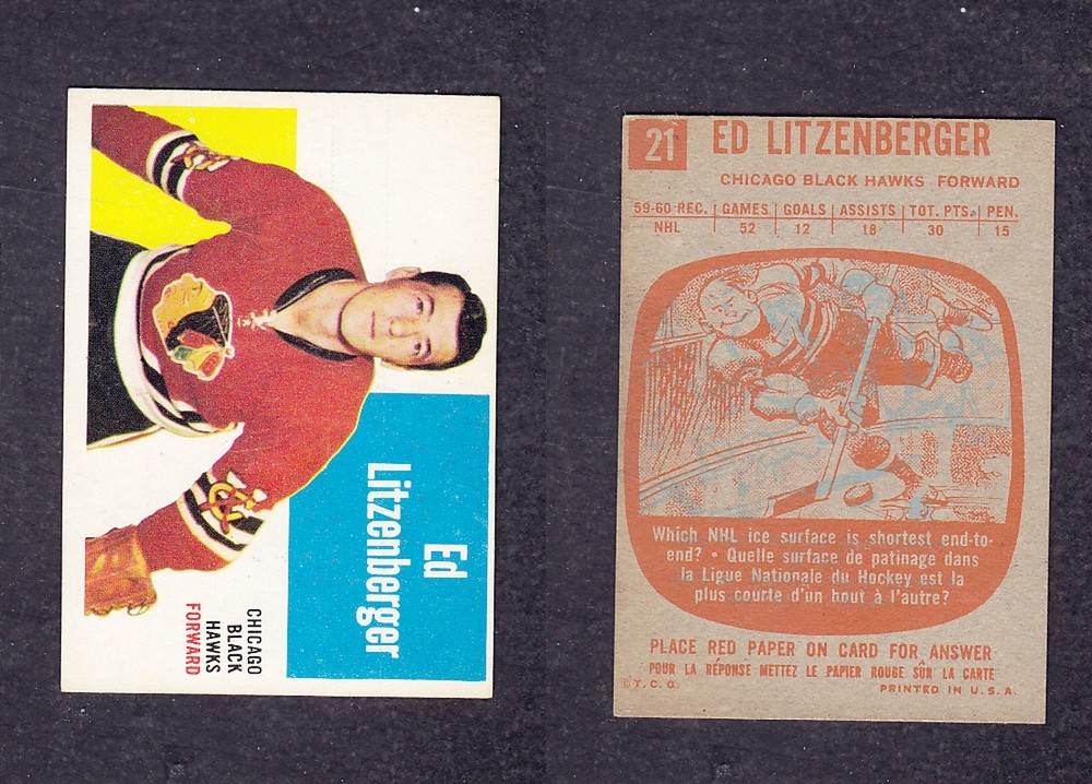 1960-61 TOPPS HOCKEY CARD #21 E. LITZENBERGER photo
