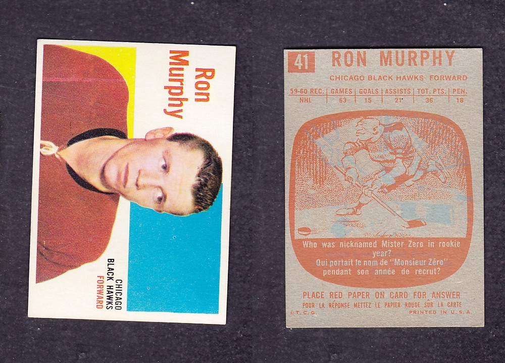 1960-61 TOPPS HOCKEY CARD #41 R. MURPHY photo