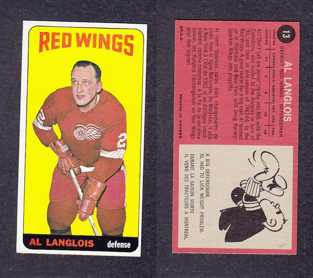 1964-65 TOPPS HOCKEY CARD #13 A. LANGLOIS photo