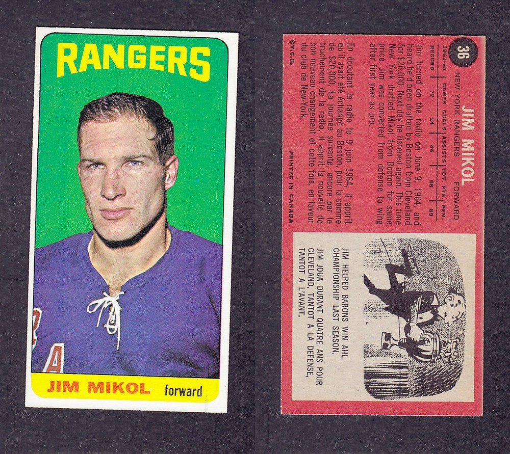 1964-65 TOPPS HOCKEY CARD #36 J. MIKOL photo