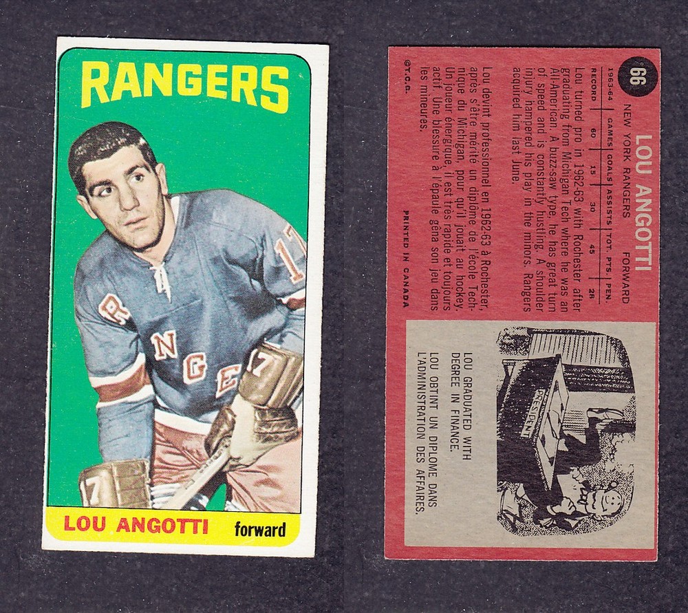 1964-65 TOPPS HOCKEY CARD #66 L. ANGOTTI photo