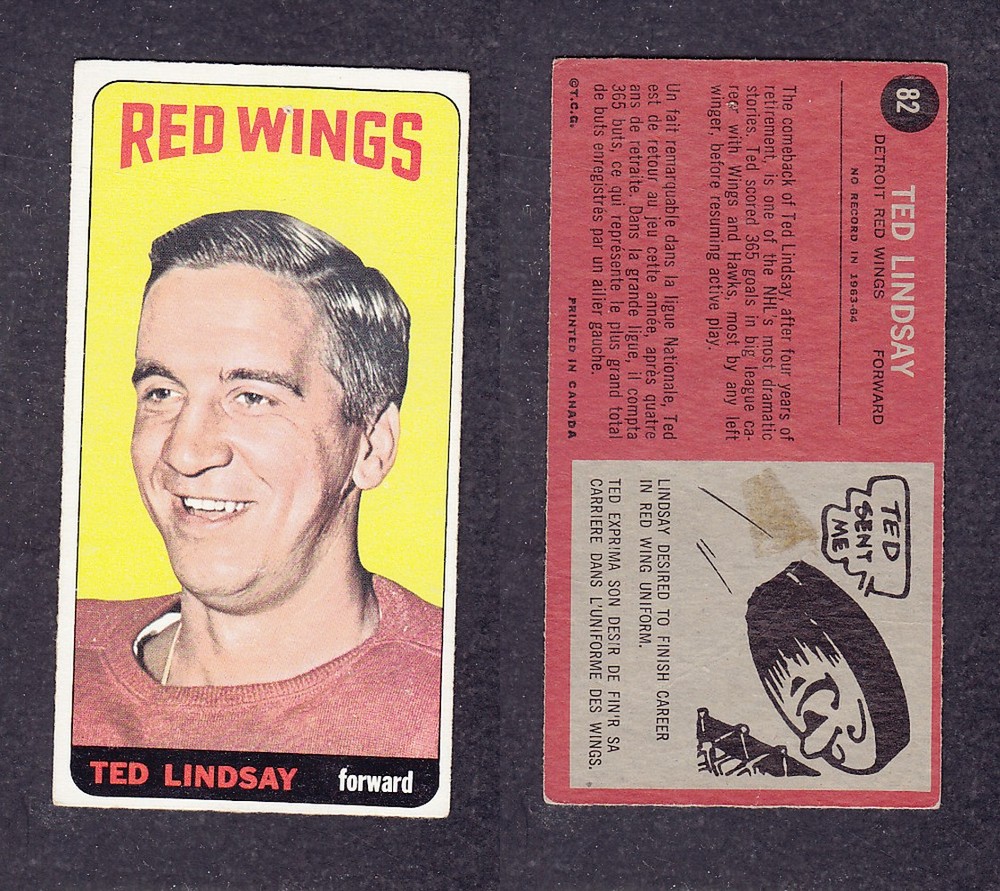 1964-65 TOPPS HOCKEY CARD #82 T. LINDSAY photo