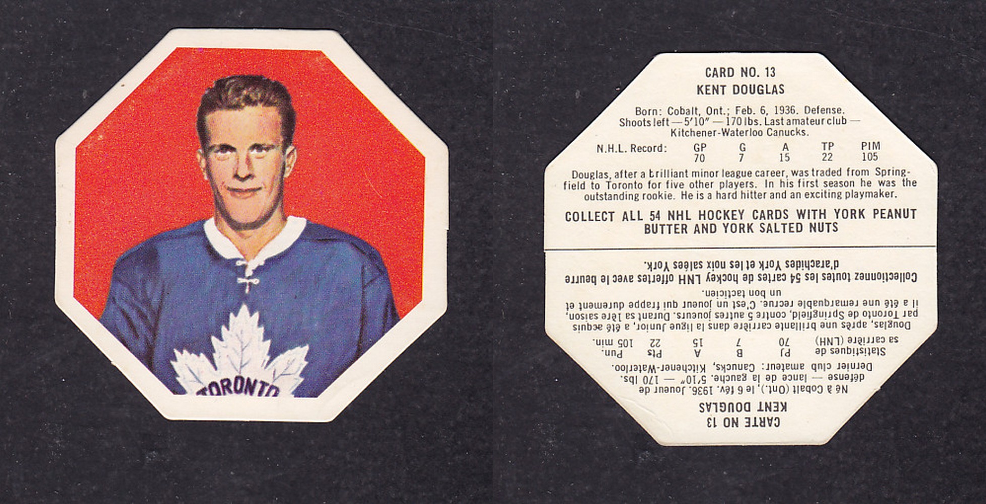 1963-64 YORK HOCKEY CARD #13 K. DOUGLAS photo