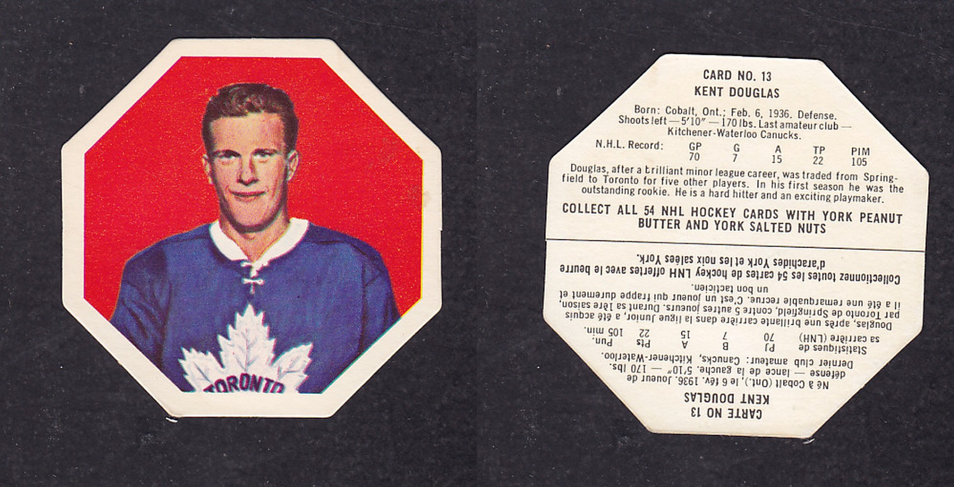 1963-64 YORK HOCKEY CARD #13 K. DOUGLAS photo