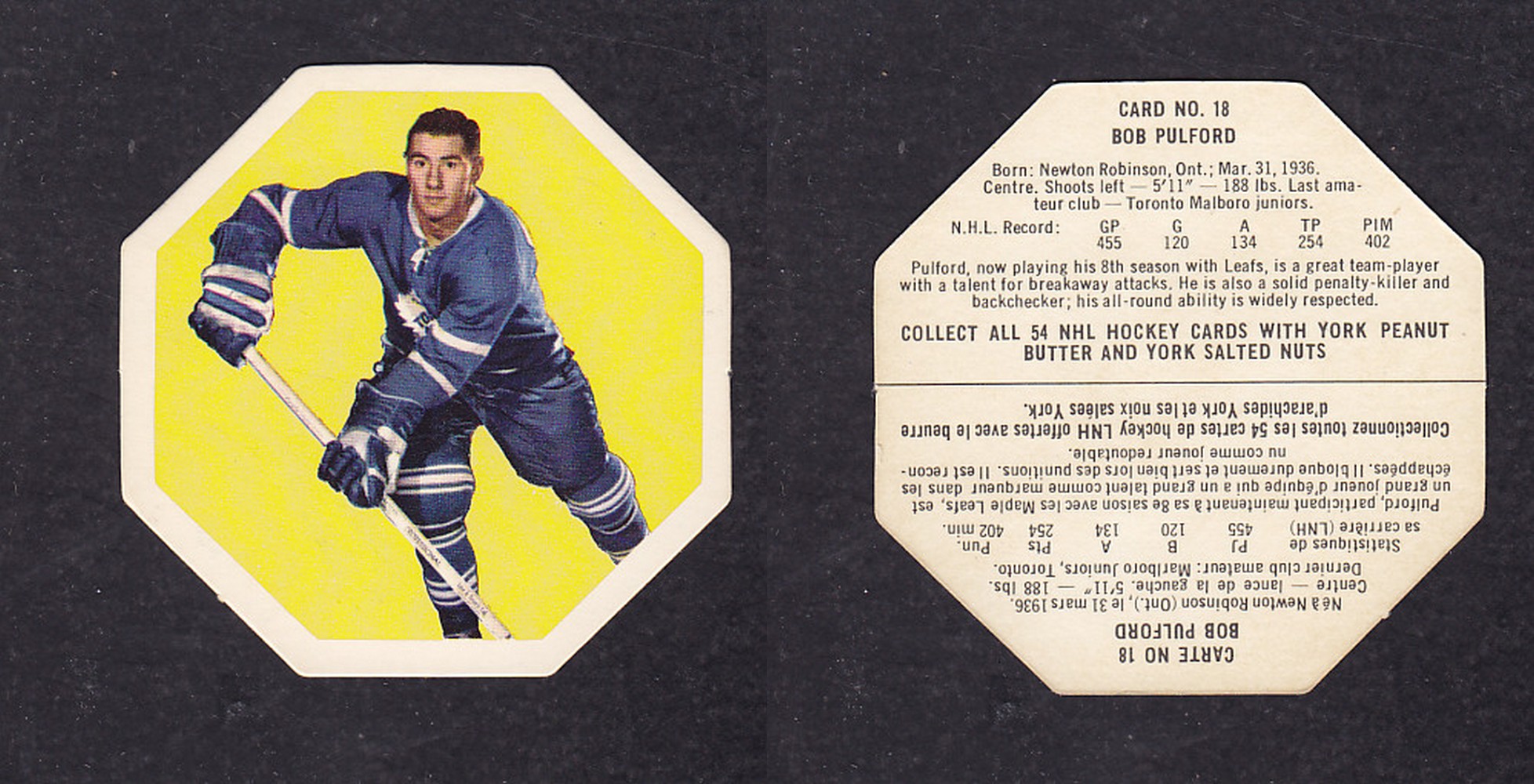 1963-64 YORK HOCKEY CARD #18 B. PULFORD photo