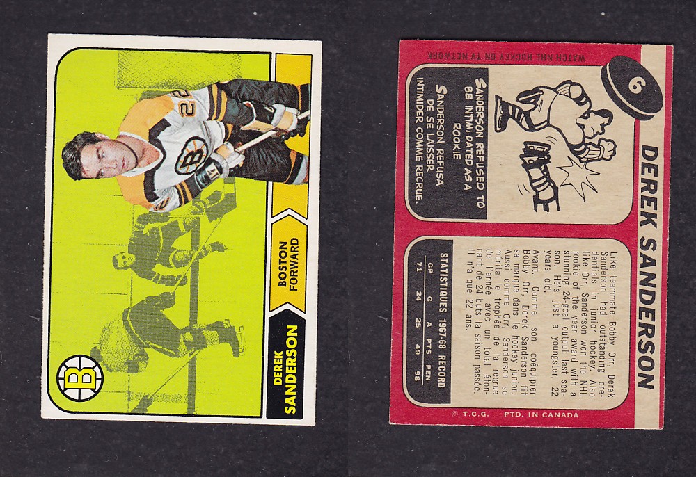 1968-69 O-PEE-CHEE HOCKEY CARD #6 D. SANDERSON photo