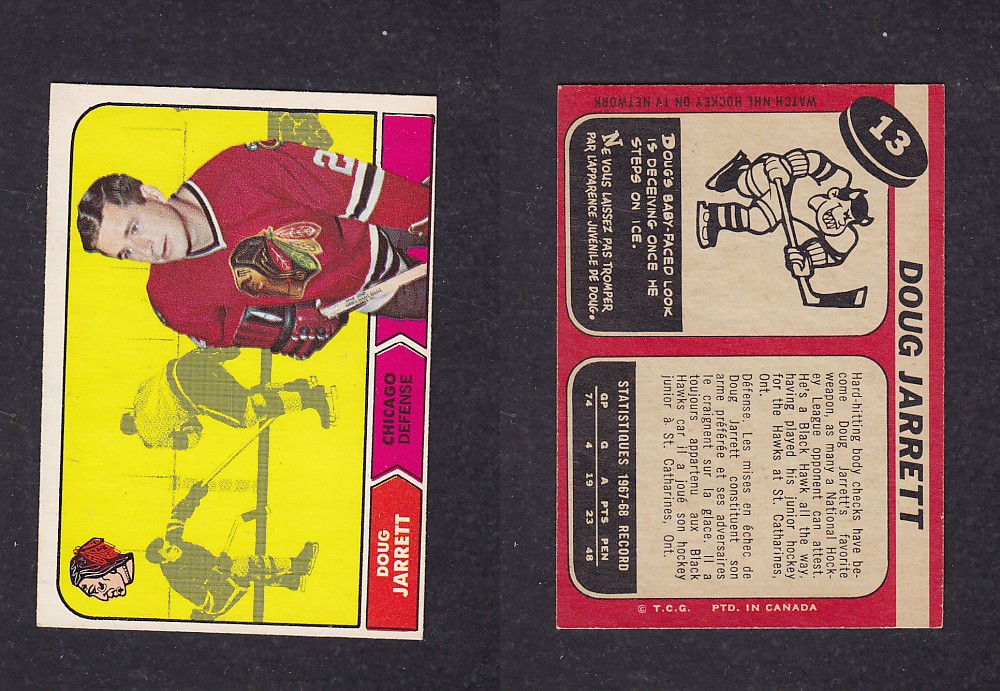 1968-69 O-PEE-CHEE HOCKEY CARD #13 D. JARRETT photo