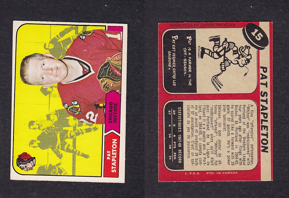 1968-69 O-PEE-CHEE HOCKEY CARD #15 P. STAPLETON photo