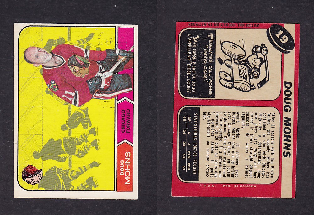 1968-69 O-PEE-CHEE HOCKEY CARD #19 D. MOHNS photo