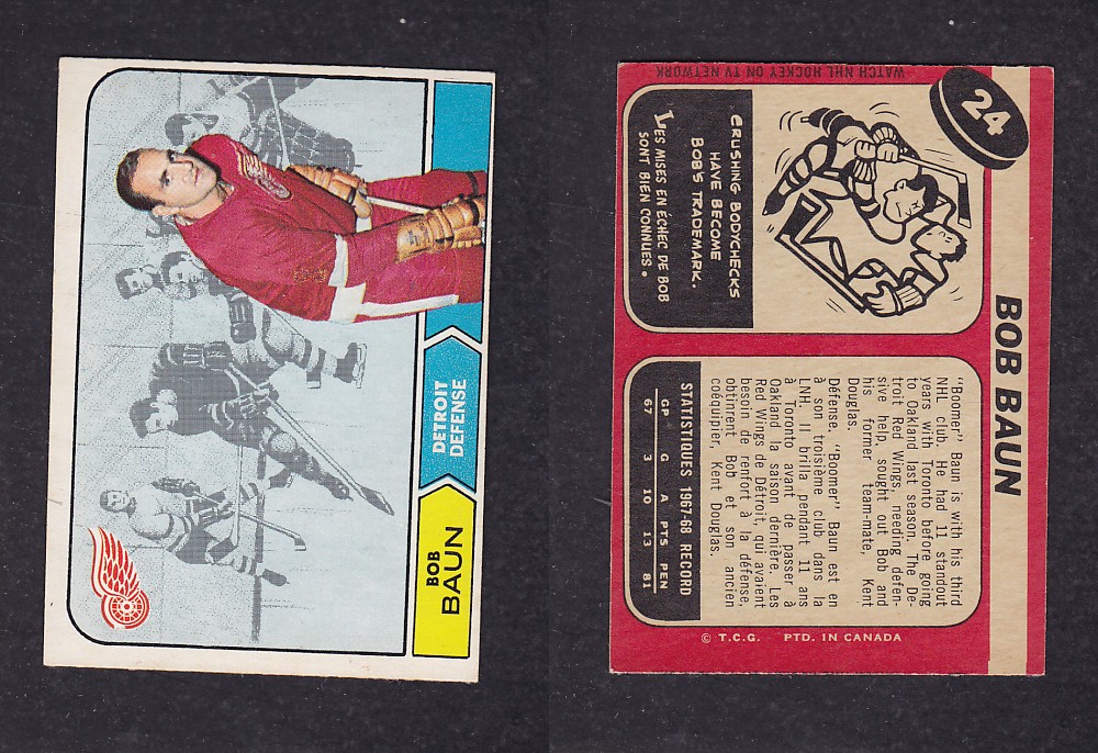 1968-69 O-PEE-CHEE HOCKEY CARD #24 B. BAUN photo