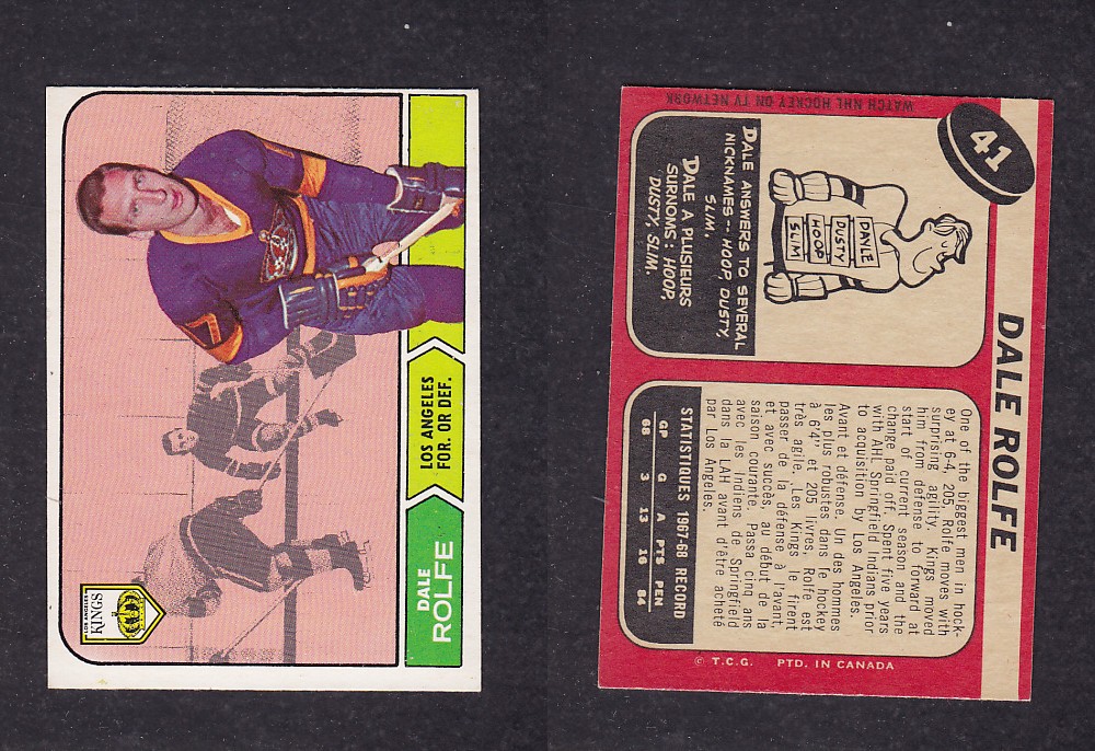 1968-69 O-PEE-CHEE HOCKEY CARD #41 D. ROLFE photo