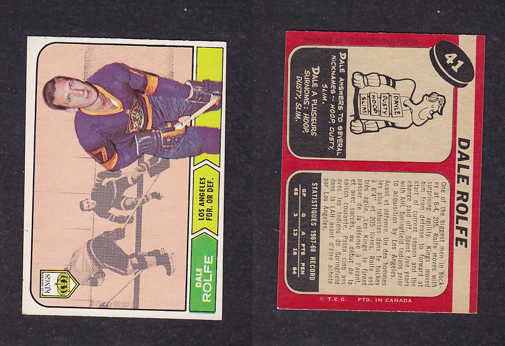 1968-69 O-PEE-CHEE HOCKEY CARD #41 D. ROLFE photo