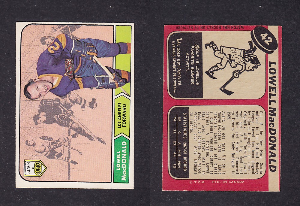 1968-69 O-PEE-CHEE HOCKEY CARD #42 L. MacDONALD photo