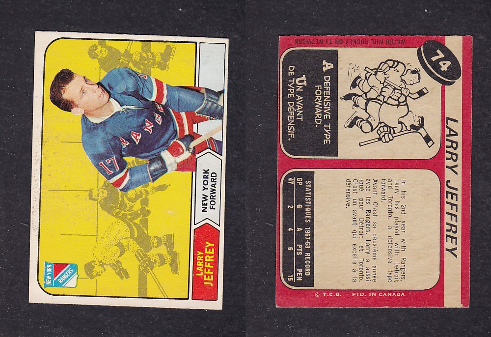 1968-69 O-PEE-CHEE HOCKEY CARD #74 L. JEFFREY photo