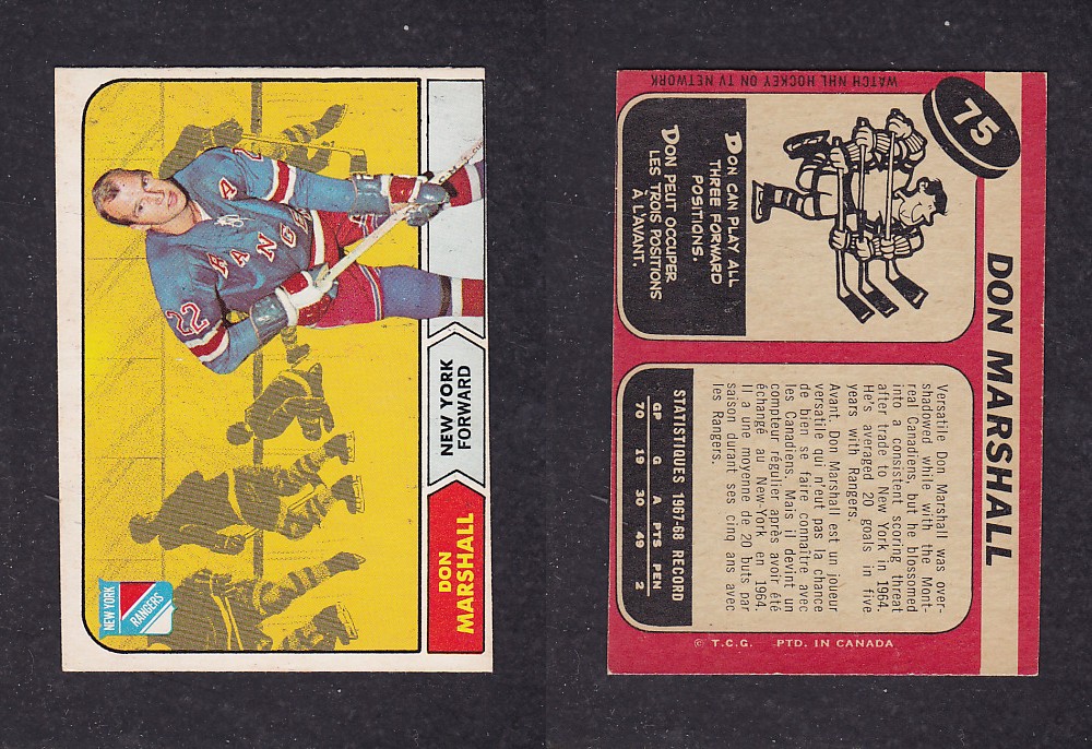 1968-69 O-PEE-CHEE HOCKEY CARD #75 D. MARSHALL photo