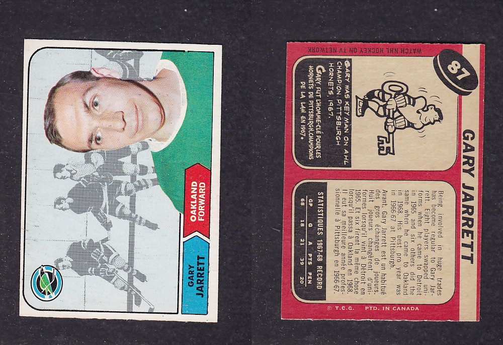 1968-69 O-PEE-CHEE HOCKEY CARD #87 G. JARRETT photo