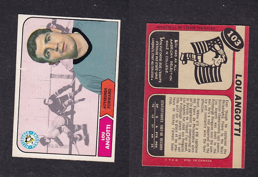 1968-69 O-PEE-CHEE HOCKEY CARD #103 L. ANGOTTI photo