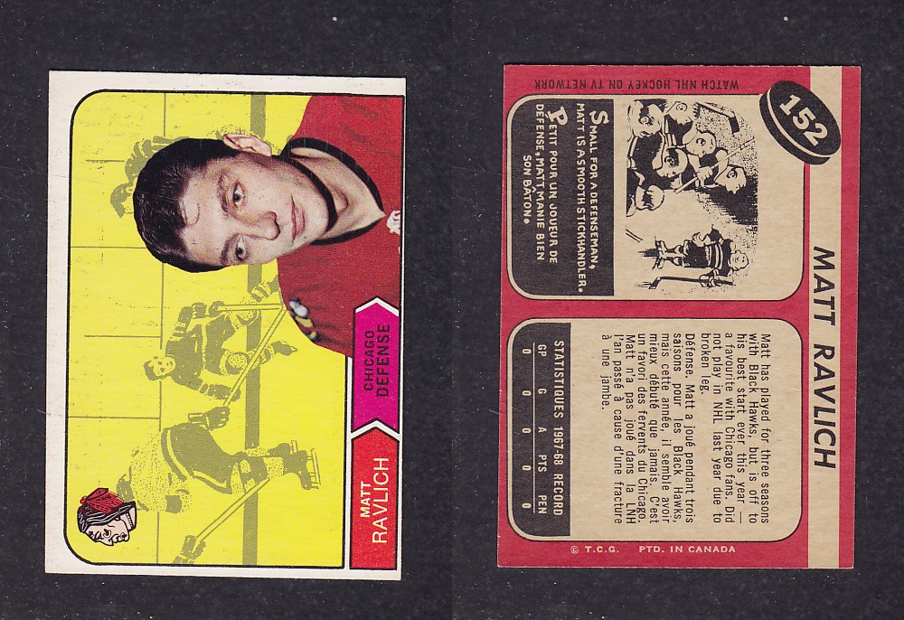 1968-69 O-PEE-CHEE HOCKEY CARD #152 M. RAVLICH photo