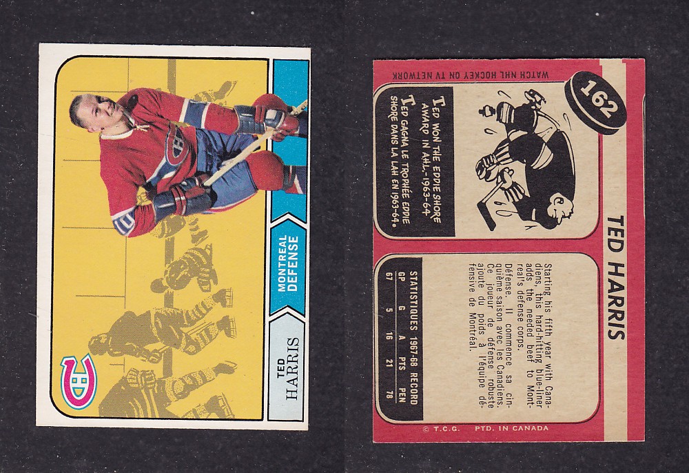 1968-69 O-PEE-CHEE HOCKEY CARD #162 T. HARRIS photo