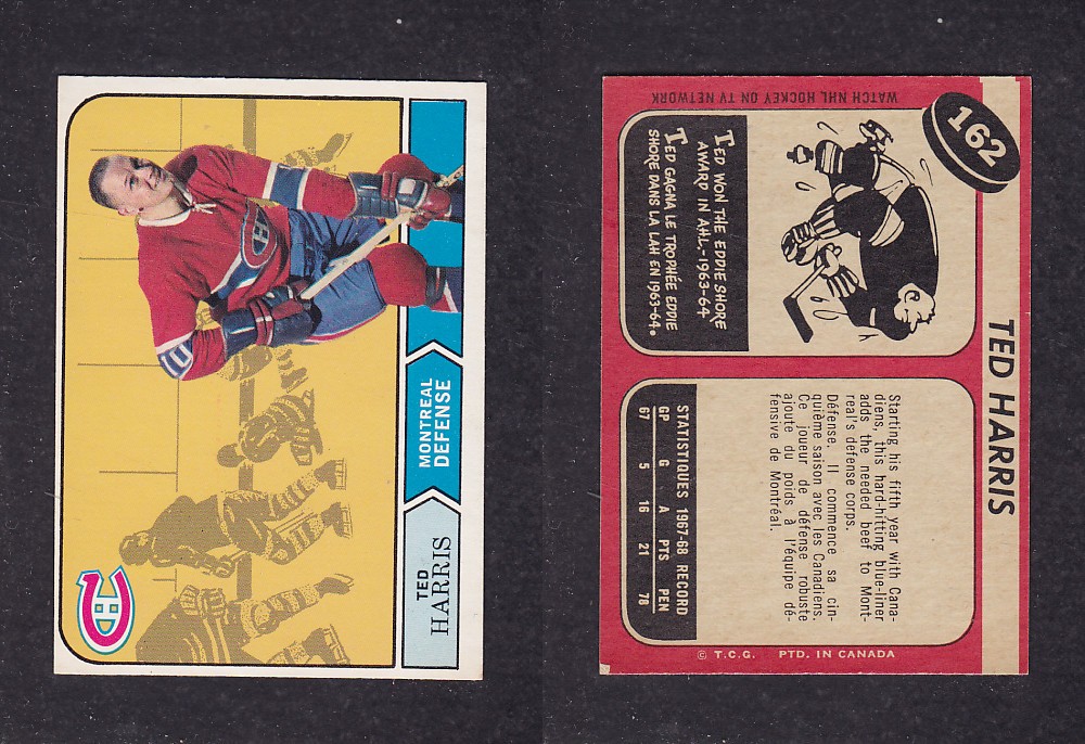 1968-69 O-PEE-CHEE HOCKEY CARD #162 T. HARRIS photo