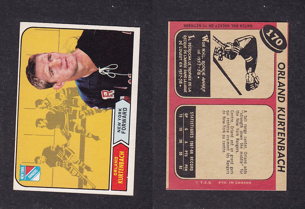 1968-69 O-PEE-CHEE HOCKEY CARD #170 O. KURTENBACH photo