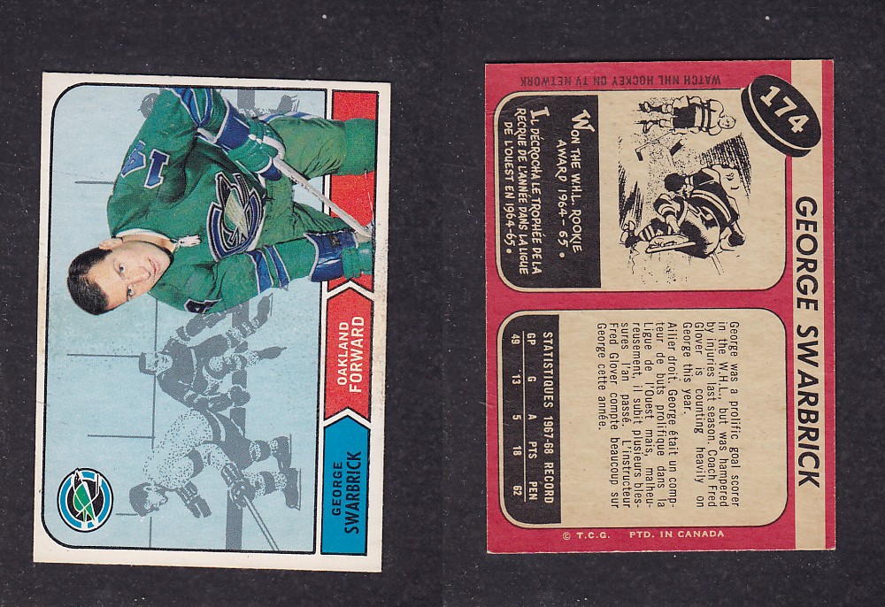 1968-69 O-PEE-CHEE HOCKEY CARD #174 G. SWARBRICK photo