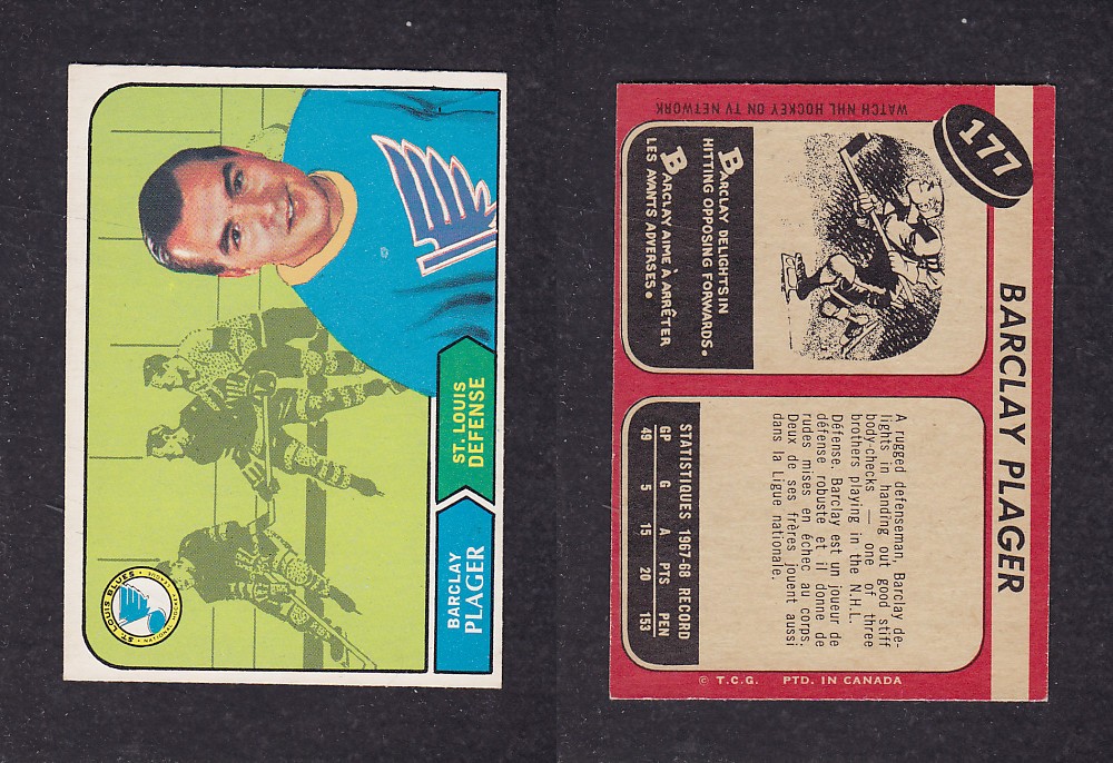 1968-69 O-PEE-CHEE HOCKEY CARD #177 B. PLAGER photo