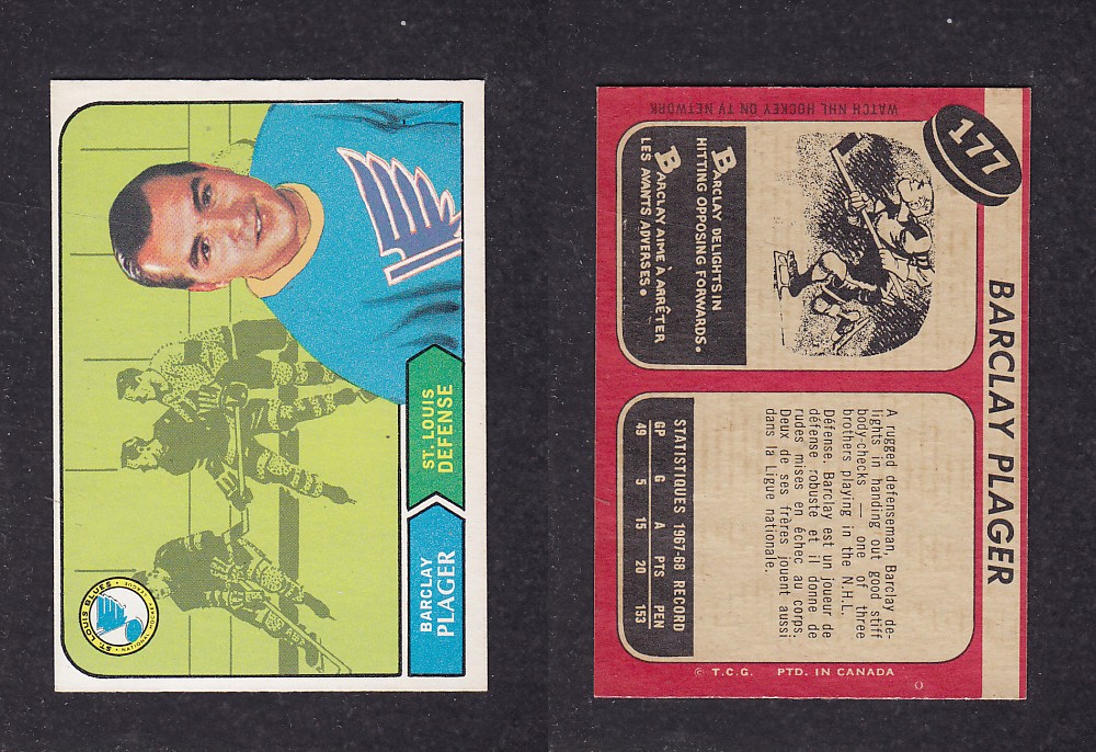 1968-69 O-PEE-CHEE HOCKEY CARD #177 B. PLAGER photo