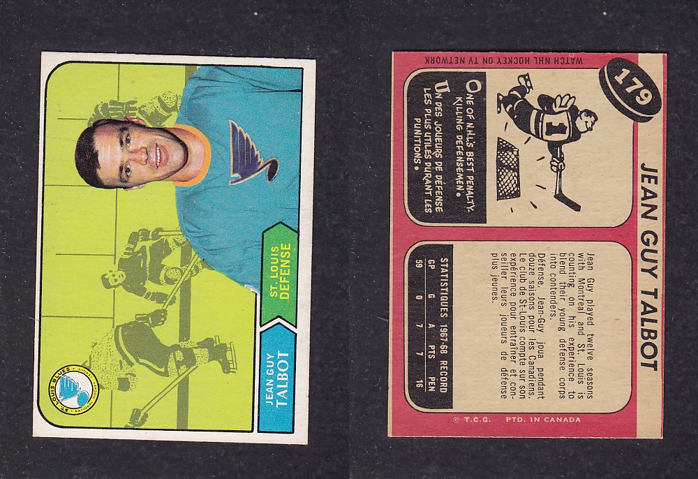 1968-69 O-PEE-CHEE HOCKEY CARD #179 J. G. TALBOT photo